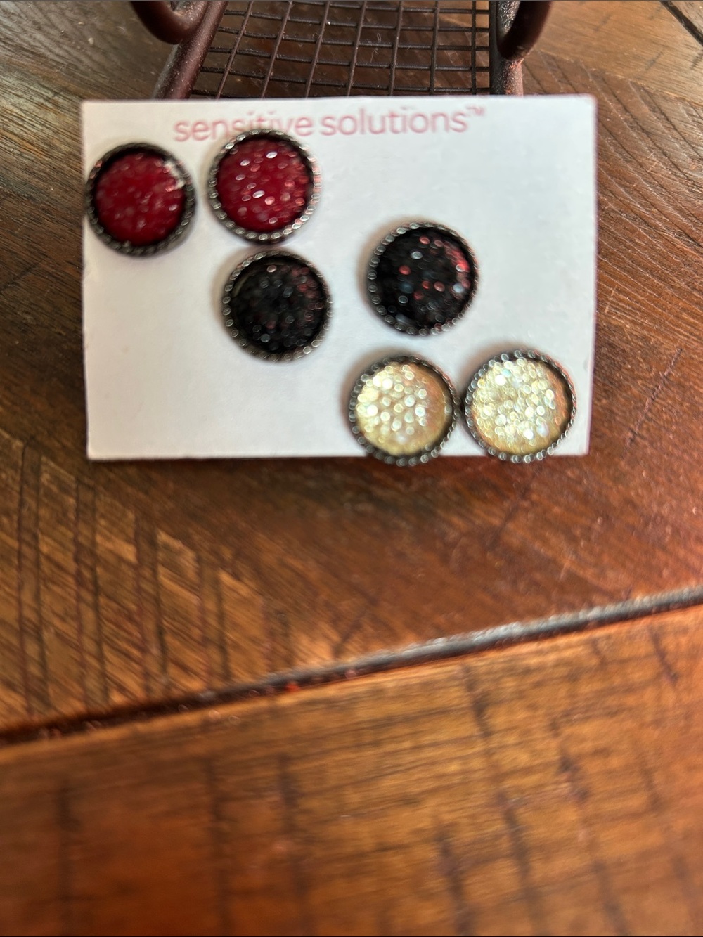 Icing Sparkling Red, Black & Cream Stud Earring Set